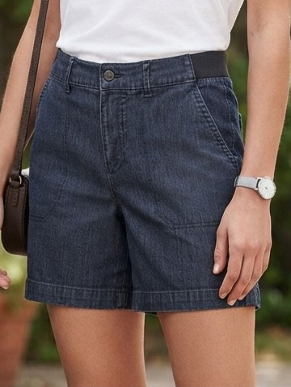 Lee High Rise Side Elastic Medium Denim Shorts Dark Wash Women's 12 Summer